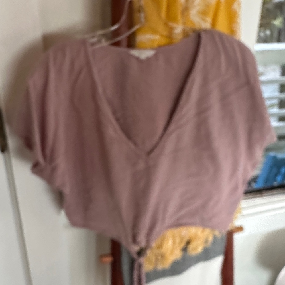 Elegant Dusty Pink V-Neck Crop Top